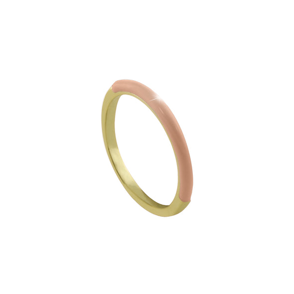 Δαχτυλίδι Clip Enamel μεταλλικό επίχρυσο με μπεζ σμάλτο
