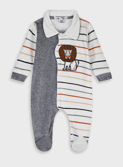 Baby velvet romper | STRIPPED PRINT  11-125456-9
