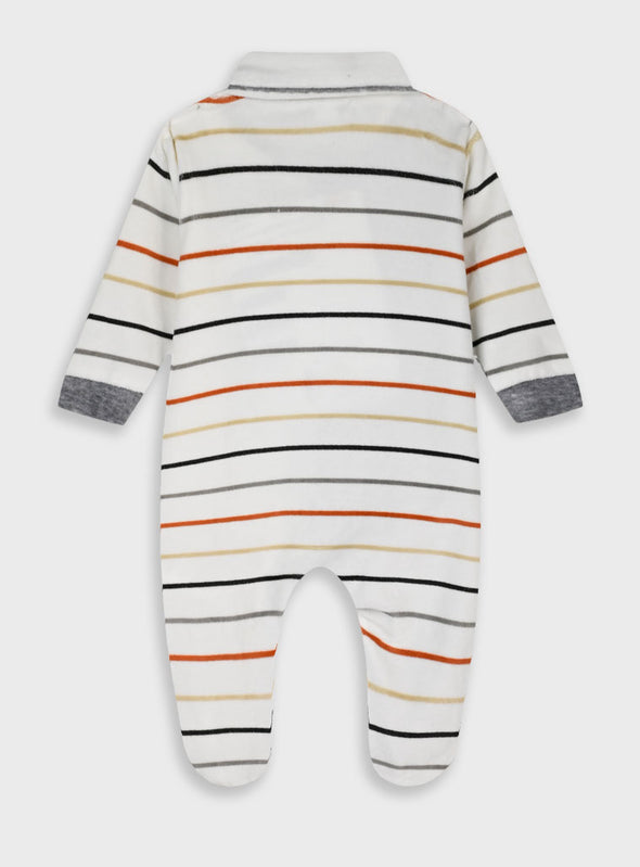 Baby velvet romper | STRIPPED PRINT  11-125456-9