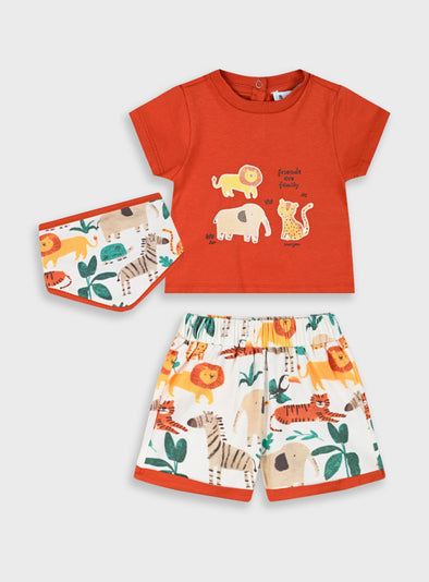 Set t-shirt and shorts with bib for baby boys (0 - 18 months) | ALL OVER PRINT  11-225477-0