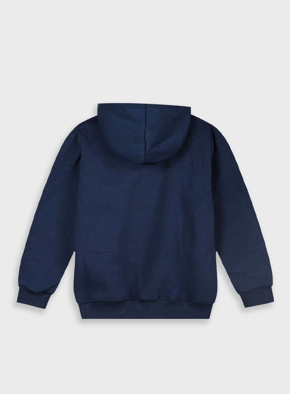 Boy΄s fleece jacket with built-in hood and zip | NAVY 12-100180-5-9