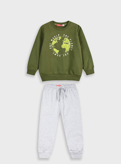 Tracksuit with print | GREY MELANGE 12-123186-0
