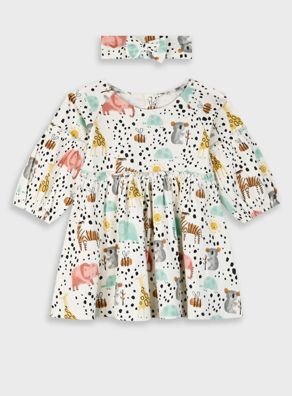 Baby dress with headband for girls ( 6 - 18 months) | ALL OVER PRINT 14-124402-7