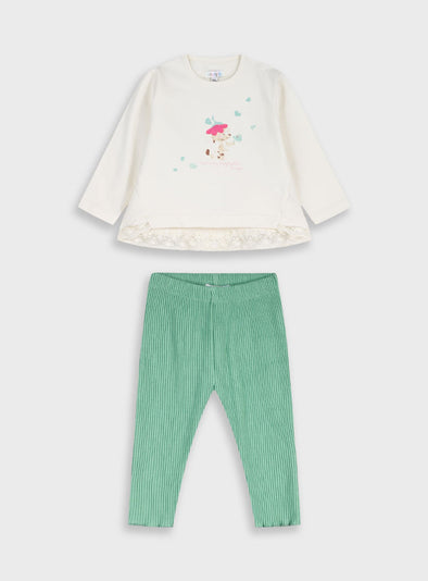 Baby 2 piece set shirt with leggings | MINT GREEN 14-125422-0