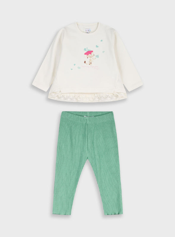 Baby 2 piece set shirt with leggings | MINT GREEN 14-125422-0