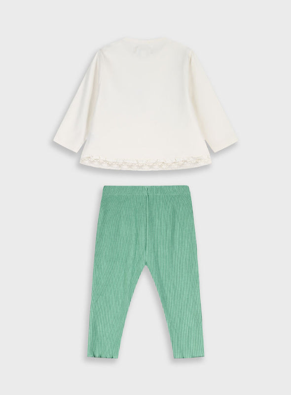 Baby 2 piece set shirt with leggings | MINT GREEN 14-125422-0