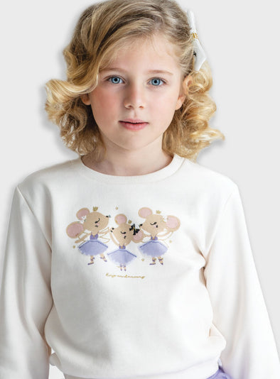 Fleece jumper with bag | ECRU 15-125308-5