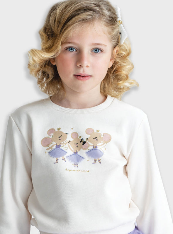 Fleece jumper with bag | ECRU 15-125308-5