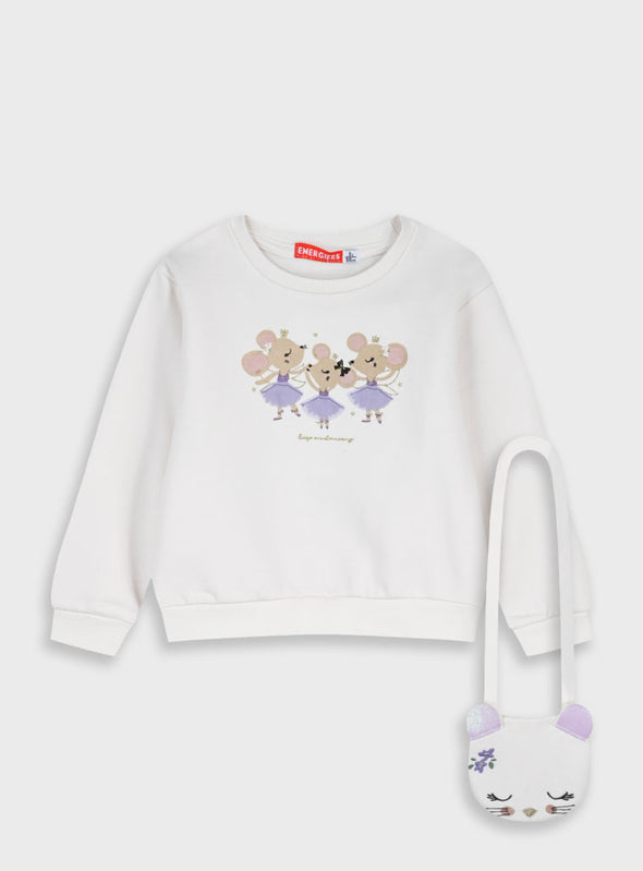 Fleece jumper with bag | ECRU 15-125308-5