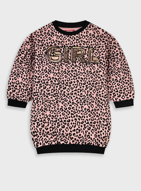 Leopard print fleece dress | SUGARPLUM  15-125341-7