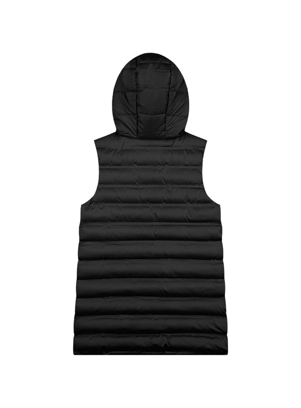 Girl΄s long, sleeveless jacket with hood | BLACK 16-123216-1