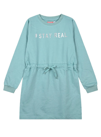Girl΄s fleece dress with print with foil print | 16-123243-7