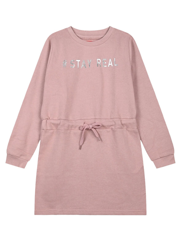 Girl΄s fleece dress with print with foil print | 16-123243-7
