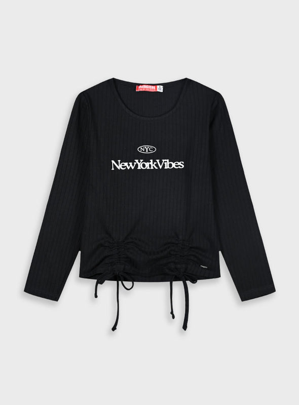 Longsleeved ribbed t-shirt | BLACK  16-125232-5