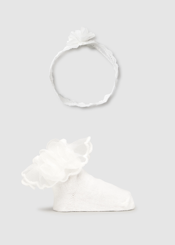Σετ κορδέλα και καλτσάκια Νεογέννητο 9869 White