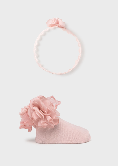 Σετ κορδέλα και καλτσάκια Νεογέννητο 9869 Pink