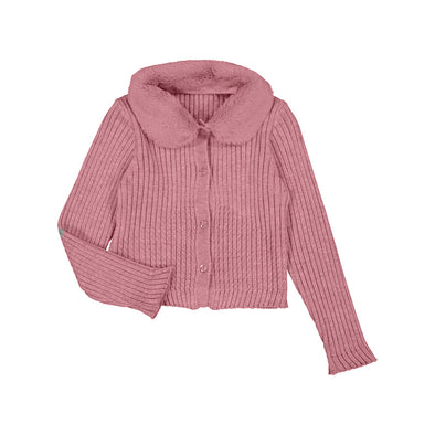 Faux fur collar cardigan 13-04309-013