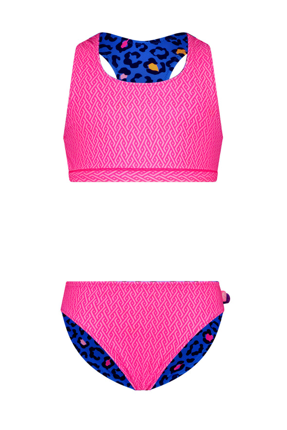 J302-5020 Girls reversible sporty bikini 175 - Wild panter