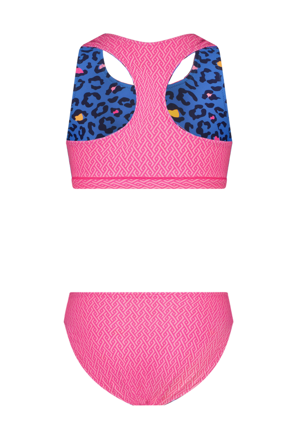 J302-5020 Girls reversible sporty bikini 175 - Wild panter
