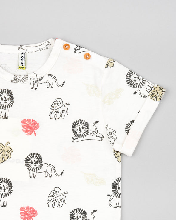 Tshirt Jersey Ecru Lion BEBE BOY  LBBAP0303-24021