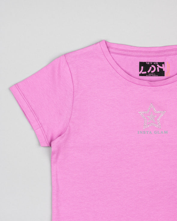 T-Shirt Jersey Crop  Pink LJGAP0103-24037