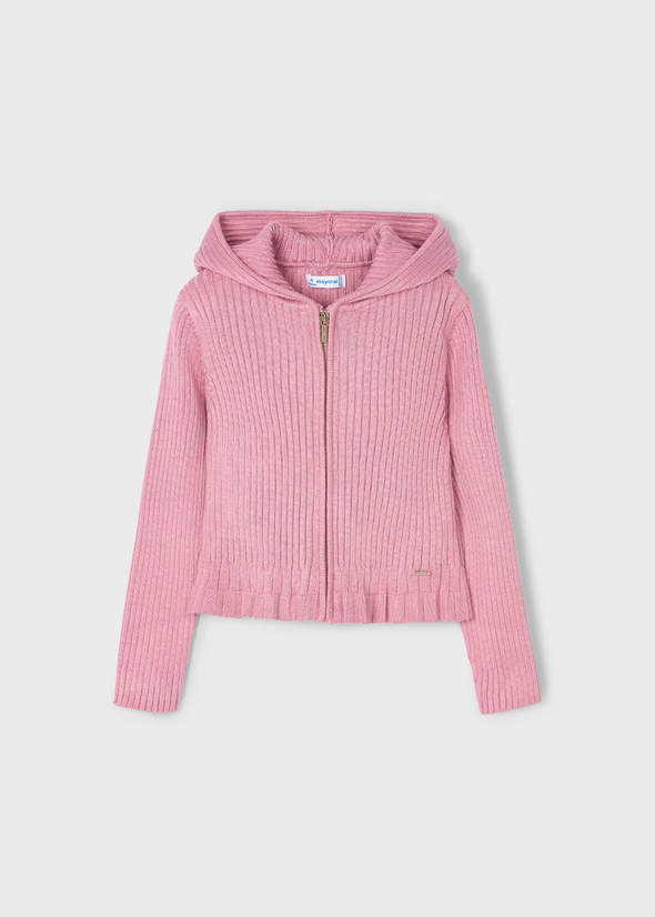 Ζακέτα κουκούλα πλεκτή κορίτσι 3365 Pink Mayoral