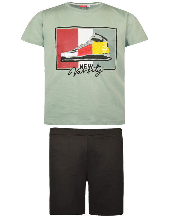 Σετ βερμούδα και T-Shirt με παγιέτες τύπωμα στην πλάτη 12-221131-0