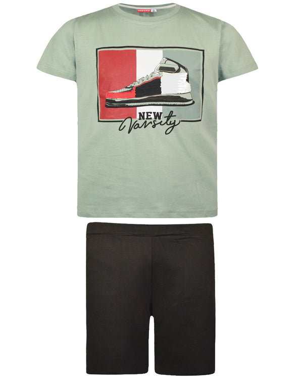 Σετ βερμούδα και T-Shirt με παγιέτες τύπωμα στην πλάτη 12-221131-0