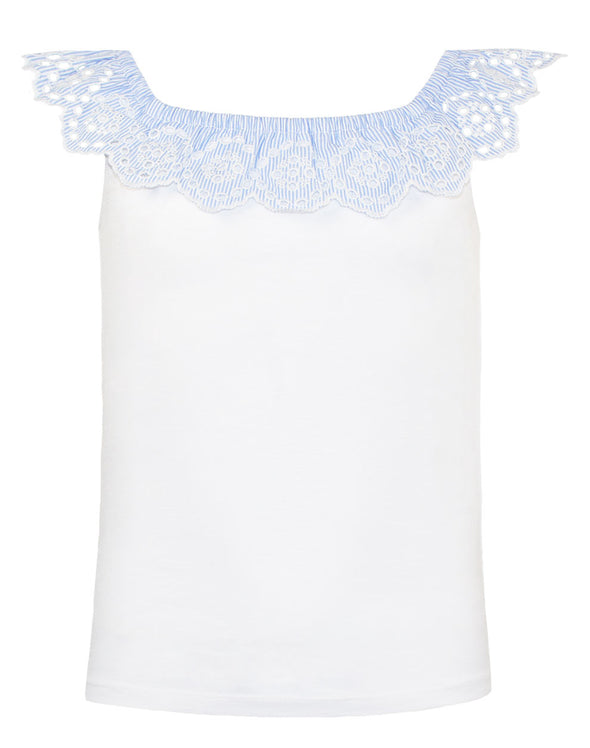 Cotton sleeveless blouse with lace Energiers 220240-5