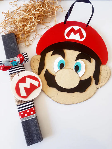 Πασχαλινό σετ δώρου με κάδρο και λαμπάδα Super Mario