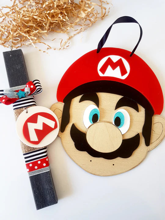 Πασχαλινό σετ δώρου με κάδρο και λαμπάδα Super Mario