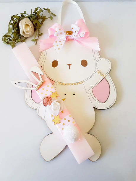 Πασχαλινό σετ δώρου με κάδρο και λαμπάδα Cute Bunnie