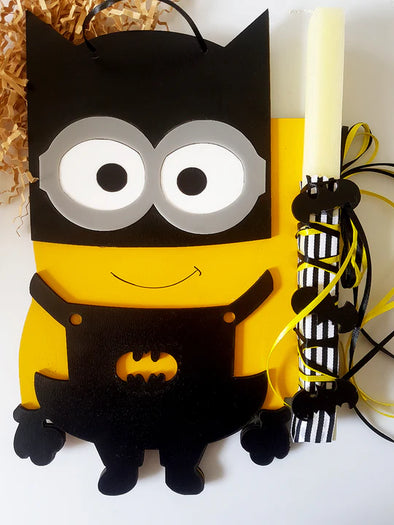 Σετ λαμπάδας Minion Batman με μπρελόκ
