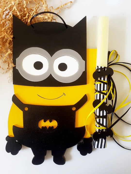 Σετ λαμπάδας Minion Batman με μπρελόκ