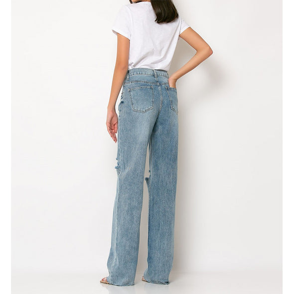 Jean wide distressed Denim LS561