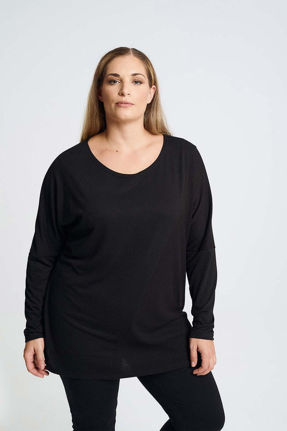 ΜΠΛΟΥΖΑ PLUS SIZE ΜΕ ΣΥΝΔΥΑΣΜΟ ΥΦΑΣΜΑΤΟΣ ΜΑΥΡΟ 1022B