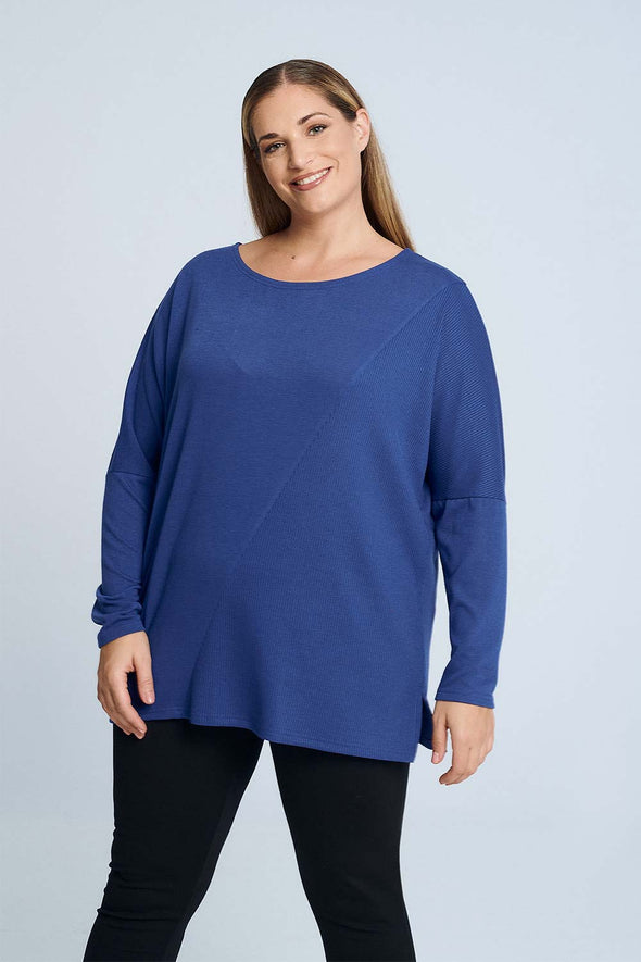 ΜΠΛΟΥΖΑ PLUS SIZE ΜΕ ΣΥΝΔΥΑΣΜΟ ΥΦΑΣΜΑΤΟΣ ΜΠΛΕ 1022