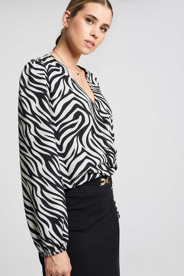 ΜΠΛΟΥΖΑ ANIMAL PRINT ΓΚΡΙ 22-23-440