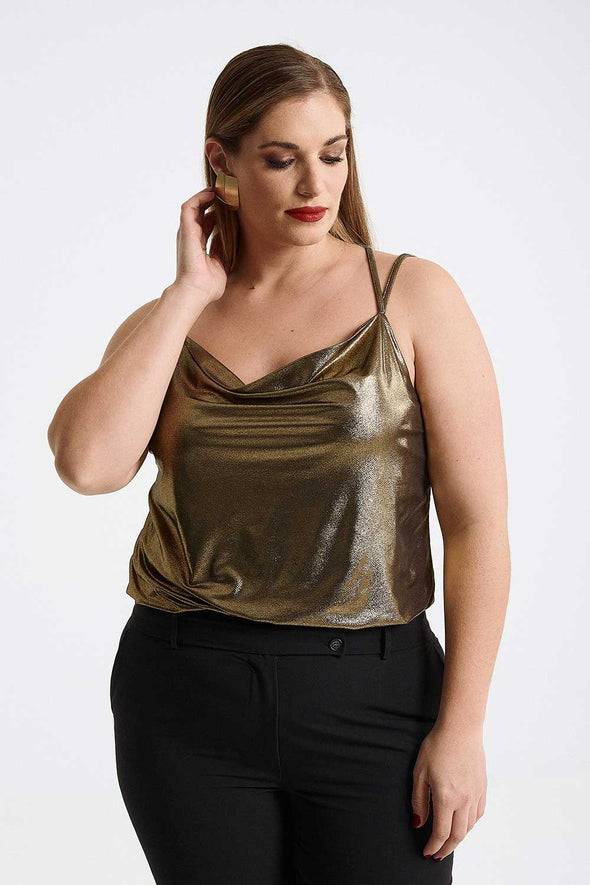 ΜΠΛΟΥΖΑ PLUS SIZE ΜΕ ΜΕΤΑΛΛΙΚΗ ΥΦΗ Χρυσό 1047-11