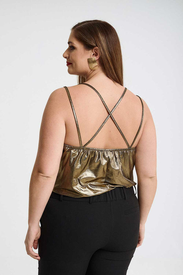 ΜΠΛΟΥΖΑ PLUS SIZE ΜΕ ΜΕΤΑΛΛΙΚΗ ΥΦΗ Χρυσό 1047-11