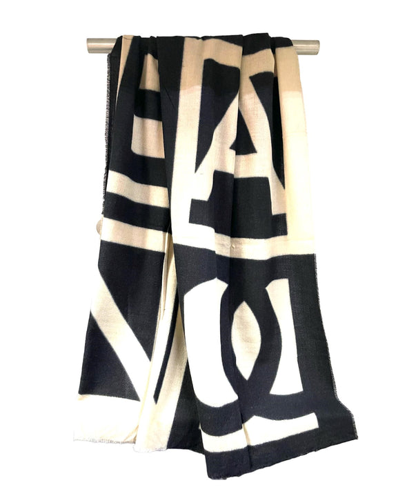 Πασμίνα Γυναικεία Μαύρο - Λευκό  Scarf02