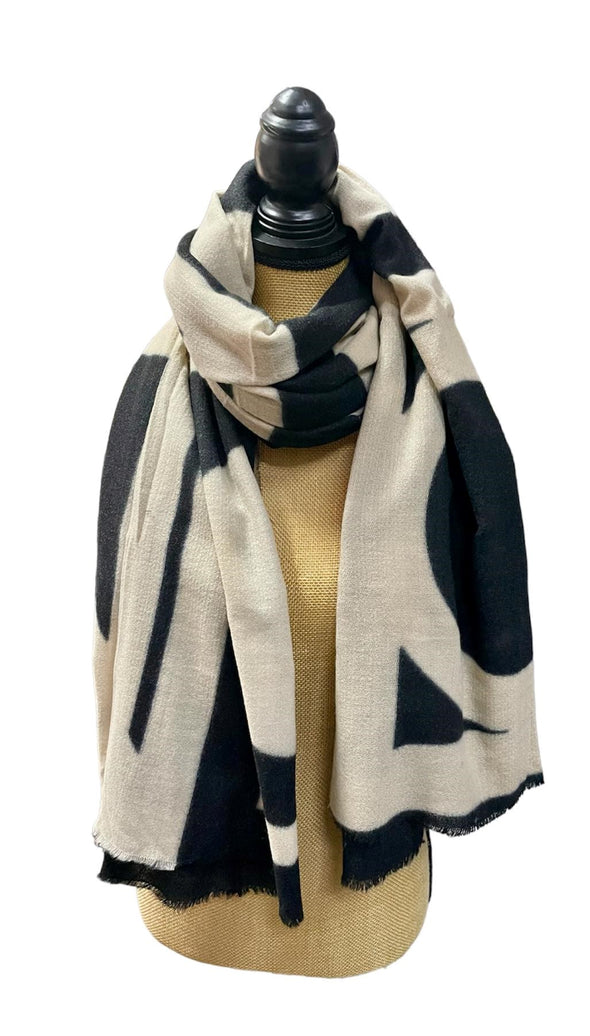 Πασμίνα Γυναικεία Μαύρο - Λευκό  Scarf02