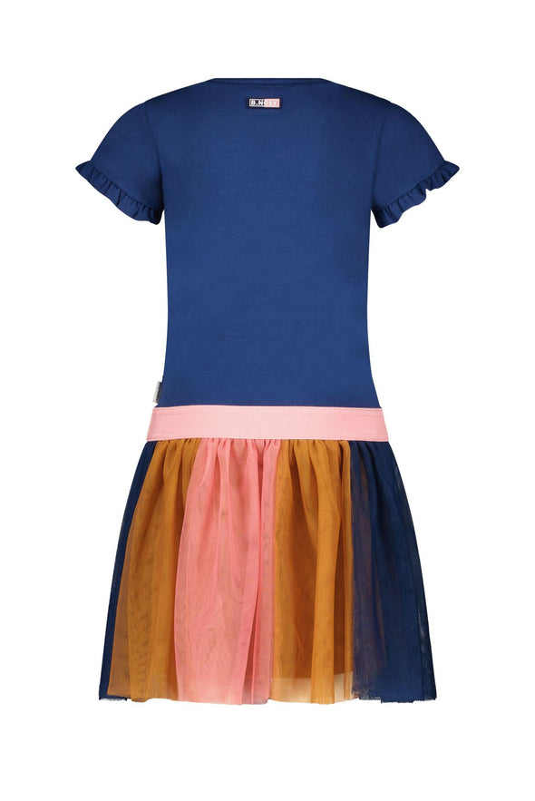 Y202-5834 Girls dress with multicolor mesh skirt 114 - night blue