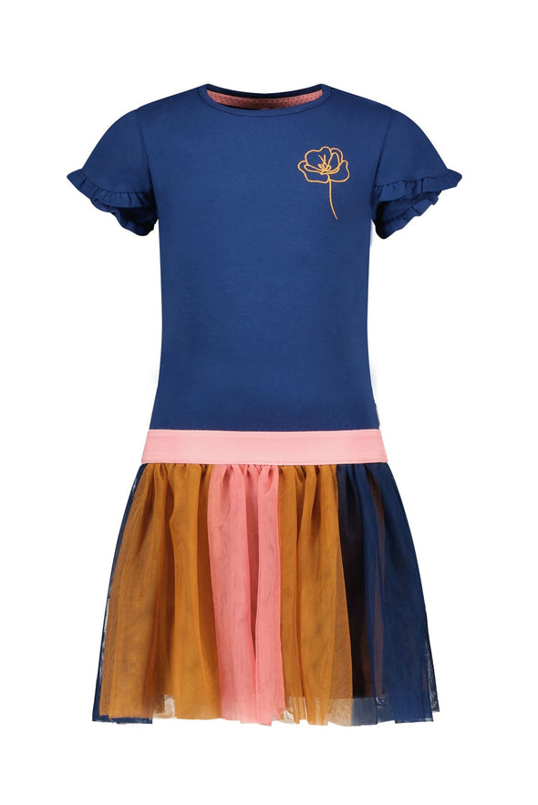 Y202-5834 Girls dress with multicolor mesh skirt 114 - night blue