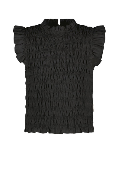 Girls smocked top with ruffle sleeves 099 - Black  Y203-5471
